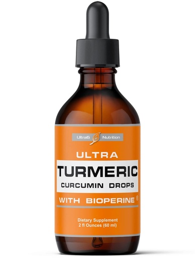 [BRSWKHYKCYIAMG3C] Ultra6 Nutrition Liquid Turmeric Curcumin Extract with Black Pepper - Turmeric Drops with Bioperine - Easy-to-Take Supplements Made in USA (60ml)