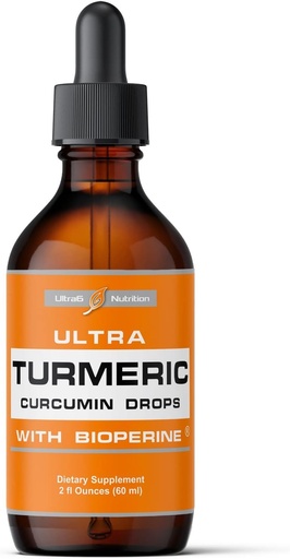 [BRSWKHYKCYIAMG3C] Ultra6 Nutrition Liquid Turmeric Curcumin Extract with Black Pepper - Turmeric drops with Bioperine - easy-to-Take supplements made in USA (60ml)