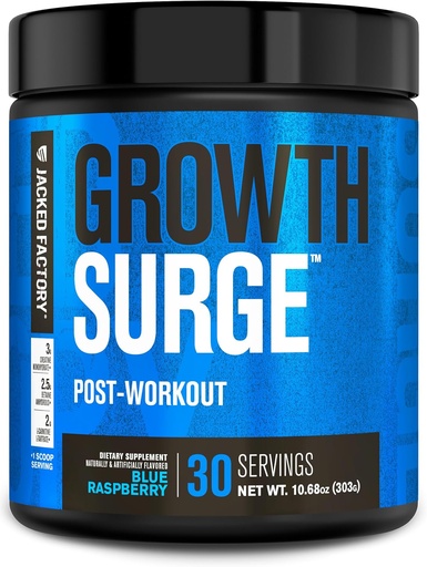 [BRSW2AILBUIBGD36] Crecimiento de la fábrica Jacked Surge Creatine Post Workout w/L-Carnitine - Daily Muscle Builder &amp; Recovery Supplement with Creatine Monohydrate, Betaine, L-Carnitine L-Tartrate - 30 Servings, Blue Raspberry