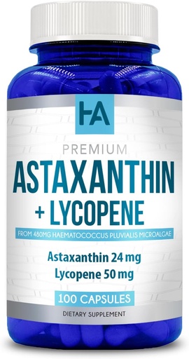 [BRSRAGICCF4GGA3Z] Astaxanthin y Lycopene Suplemento ← Lycopene 50mg Plus Astaxanthin 24mg Carotenoides Suplemento para la atención de la piel de bronce Visión &amp; Apoyo a la salud del corazón ← Vegan " Non-GMO (100 cápsulas vegetarianas)