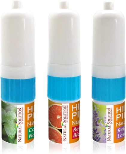 [BRSWGZYOBUNB43AU] Natural Solution Himalayan Pink Salt Nasal Inhaler Aromatherapy with Natural Essential Oils, Cleans The Respiratory System, Relief Breathing Congestion, -3 Pack