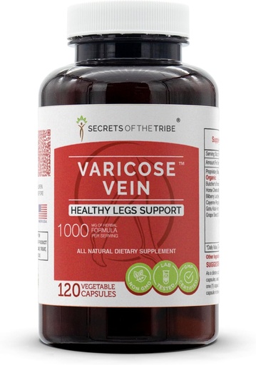 [BRSWGCYHPIHWKEL5] Secrets of the Tribe - Varicose Vein, Healthy Legs Support, Herbal Supplement Blend (120 Capsules)