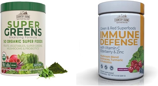 [BRSRAY33CMNWGD3B] FARMAS DE PAÍS Super Verdes Pó 50 Superalimentos orgânicos Beber Misture com defesa imunitária Superalimentos Beber Mix Vitamina C Elderberry