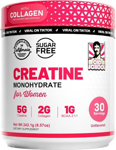 [BRSROAAFPJYB63LL] Antiguos laboratorios escolares Creatina para Mujeres Suplemento Post-Workout - 5000mg Creatine, 2000mg Hidrolyzed Bovine Collagen &amp; BCAA 2:1 para el crecimiento del músculo magro, la recuperación rápida " Stamina - 30 servicios