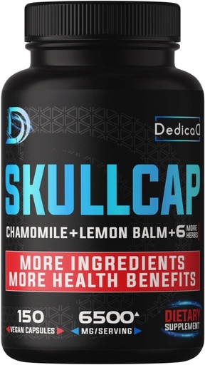 [BRSRMFIDBZ5BS3T3] 9in1 Skullcap Herb Supplement 5 months For Health Sleep, Mood & Immune - 6500mg Concentrated with Chamomile, Lemon Balm, Passion Flower, Ashwagandha & more, Non-GMO, Gluten-Free, 150 Vegan Capsules