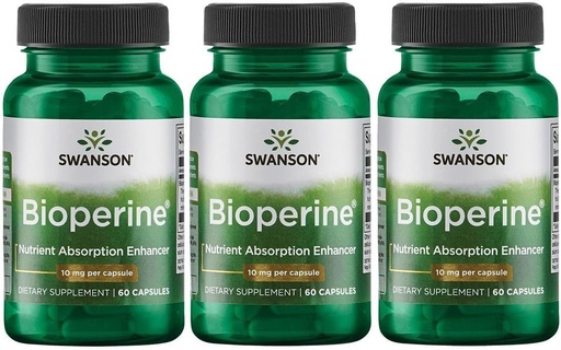 [BRSWGFD3BYHAE2Q3] Swanson Bioperine 10 mg 60 Caps (3 Pack)