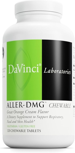 [BRSWIZ36DEAR4D3K] DAVINCI Labs Aller-DMG Chewable - Immune Health Support, Histamine Aid & Respiratory Support - Orange Cream Flavor - 120 טבליות צמחוניות (60 משרתים)