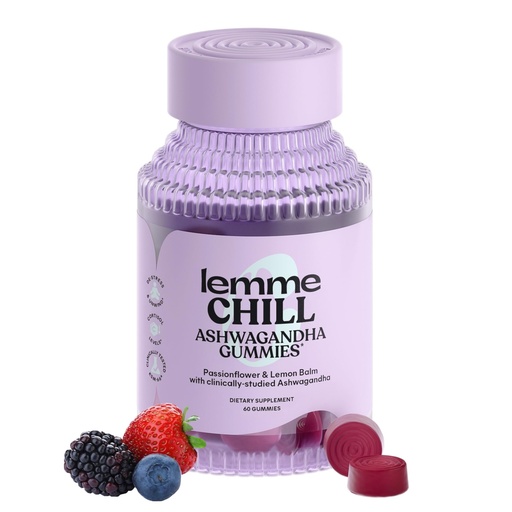 [BRSRMGQDOIJR42T5] Lemme Chill Stress Relief Gummies with 300mg KSM-66 Ashwagandha, Lemon Balm, Passionflower & Goji to Support Relaxation, Healthy Cortisol & Sleep - Gluten-Free, Non-GMO, Mixed Berry (60 Count)