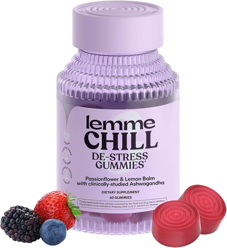 [BRSRMGQDOIJR42T5] Lemme Shill Stress Relief Gummies su 300 mg KSM- 66 Ashwagandha, Lemon Balm, Passionflower & Goji remti atsipalaidavimą, Sveikas Cortisol & Miego - Nemokamas, Ne GMO, Mišrus Berry (60 Count)