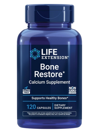 [BRSWIYQZAEIWOF3G] Life Extension Bone Restore Calcium Supplement, Vitamin D3, Magnesium, Boron, zinc, Manganese, Silicon, Helps Maintain Healthy Bone Density, Gluten-Free, Non-GMO, 120 Capsules