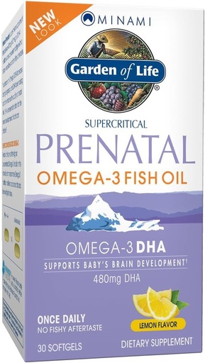 [BRSWIYY4PIAGIFA5] Garden of Life Prenatal DHA Omega 3 Fish Oil Supplement - Minami Natural Prenatal, Lemon, 30 Softgels