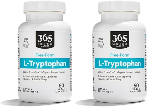 [BRSRAGT7PJ6GME3P] 365 by Whole Foods Market, L-Tryptophan, 60 Veggie Capsules (Pack of 2)