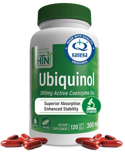[BRSWIB3ZAR6WGCLE] Health Thru Nutrition Ubiquinol 300mg 120 Softgels as Kaneka QH Reduced CoQ-10 | Stabilized - 3rd Party Tested | Enhanced Bioavailability | Cardiovascular & Mitochondria Function Support | Non-GMO