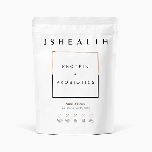 [BRSROFIEB4JQ4CI3] JSHealth Vegan Pea Protein Powder with Probiotics - Vanilla Bean Flavor - Gluten Free, Non GMO, Plant Based Protein Drink Mix, 300g