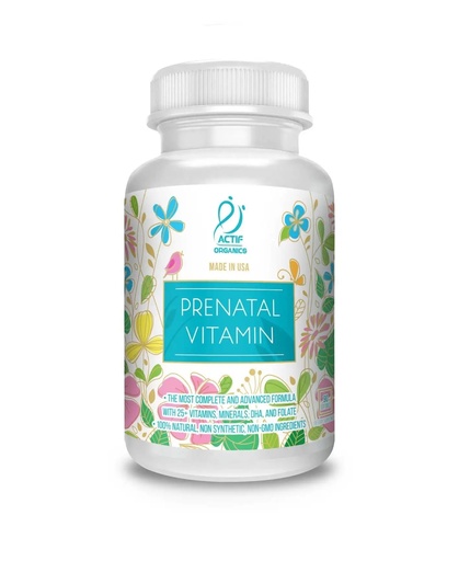 [BRSRAZAEPMBWO3DU] ACTIF Organic Prenatal Vitamin with 30+ Organic Vitamins, 100% Natural, DHA, EPA, Omega 3, and Organic Herbal Blend - Non-GMO, 90 Count, 2024 Formula