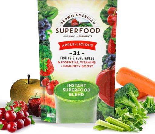 [BRSRMBAOCACGE33U] Grown Amerika Superfood Ultra Vita-Immune Mix - 31 Organic Whole Fruits və Fruits Focusd Green Toz Enerji və Performans artır - 100% Vegan Non-GMO (14 Xidmət, 1 Çanta)