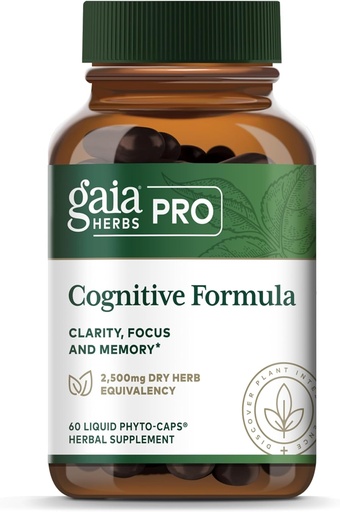 [BRSWIZQDOBYBGYA5] GAIA HERBS PRO Kognitive Formel - Brain Health & Blood Flow Support Supplement* - Circulation Support Supplement* mit Fo-TI Root, Ginkgo Leaf, & Gotu Kola Leaf - 60 Liquid Phyto-Caps (30 Portionen)