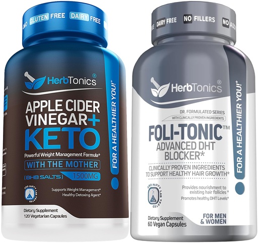 [BRSROGQ2BB7GC3TB] Herbtonics Apple Cider Vinegar Capsules Plus Keto BHB | Fat Burner & Weight Loss Supplement for Women & Men - Foli-Tonic DHT Blocker & Hair Loss Supplement | Hair Thinning Treatment