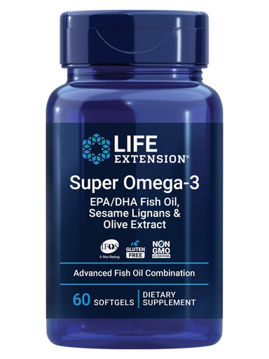 [BRSWKZAOBAJRAC3A] Life Extension Super Omega-3 EPA/DHA Fish Oil, Sesame Lignans & Olive Extract – Heart Health, Brain Health, Inflammation Health Support, Cholesterol Health Support, Gluten-Free, Non-GMO, 60 Softgels