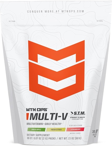 [BRSWGEL2PICRYCYV] MTN OPS Multi-V, Multivitamina diária para mulheres e homens com suporte imunológico, seguro para crianças, embalagens de STM sem glúten, variedade de sabores, 30 Servings