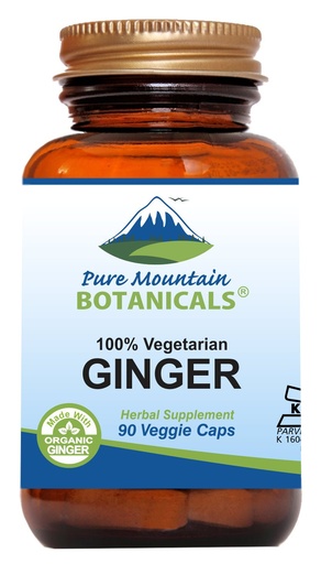 [BRSWKZTQCANWM3DI] Pure Mountain Botanicals Ginger Capsules - 1000mg Organic Ginger Root - 90 Count - Kosher Vegan Non-GMO Gluten Free Supplement
