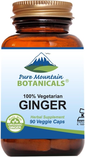 [BRSWKZTQCANWM3DI] Pure Mountain Botanicals Ginger Capsules - Kosher Vegansk med 1000 mg organisk Ginger Root Supplement