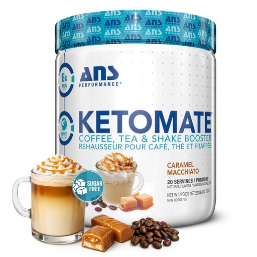[BRSWGFDRC4BBAETP] ANS Performance Ketomate Sugar Free Coffee Creamer with MCT Oil Powder for Tea and Shakes, Keto Energy Powder, 20 Servings, Carmel Macchiato