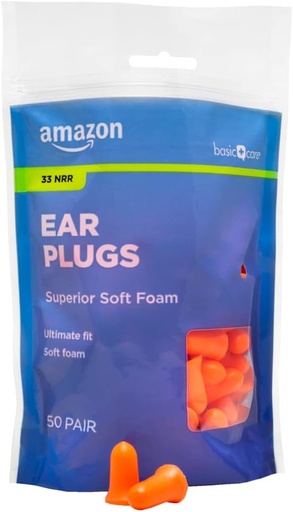 [BRSRMFA3C4CQG3TB] Oinarrizko Care Soft Foam Earplugs, 100 Count (1 50 bikoteko paketea)