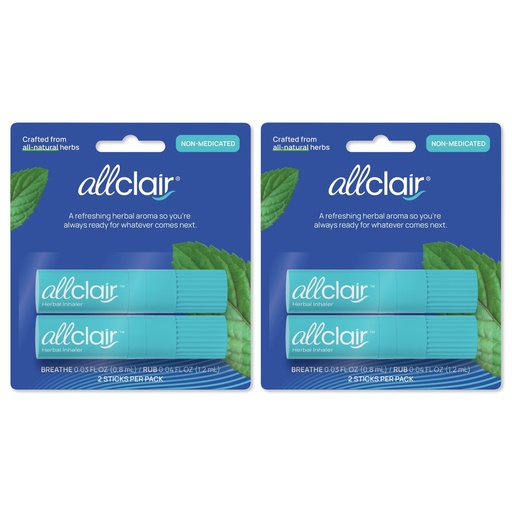 [BRSRAYYQAACGY3A4] Allclair Nausea Relief Inhaler Stick, Motion & Morning Sickness, 4 Pack | Fast-acting, non-drowsy, made with 6 natural essential oils, drug-free alternative to pills and patches, FSA eligible