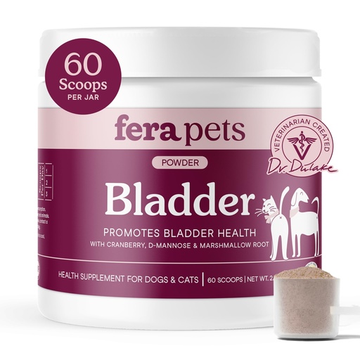 [BRSWY236A4MQG2TP] Fera Pets Bladder Support Cranberry Supplement for Dogs & Cats - 60 Scoops | Cranberry, Marshmallow Root & D Mannose for Dogs & Cats - Powder Topper for Urinary Tract Health, Normal Urine pH & Immunity