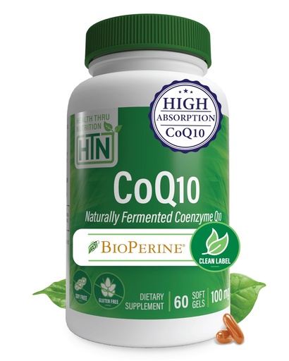 [BRSWGZT6DIJRY2D7] Health Thru Nutrition CoQ-10 100mg with BioPerine 60 Softgels | High Absorption Naturally Fermented USP Grade Coenzyme Q10 Supplement | 3rd Party Tested | Heart Health and Energy Support