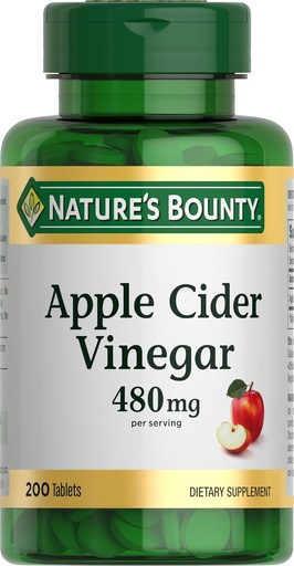 [BRSWGEABC4OQ4ETF] Натуральний Bounty Apple Cider Vinegar 480mg таблетки, Вегетаріанський завод добавок на основі 200 таблеток