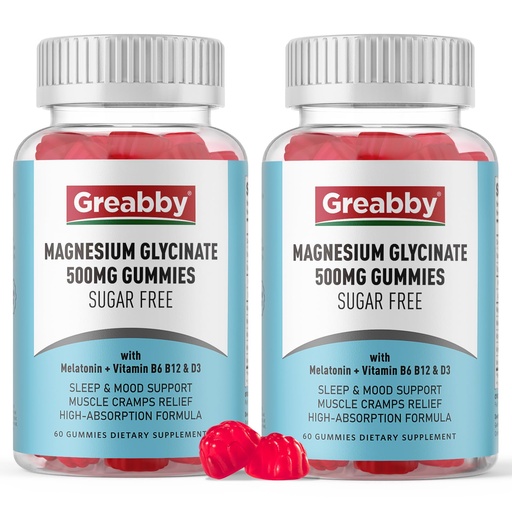 [BRSRMALYDECBM2AY] Magnesium Glycinate Gummies 500mg for Adults Sleep Support, Chewable Magnesium Gummies for Women & Men, Muscle Relief & Magnesium Supply (120 Count)