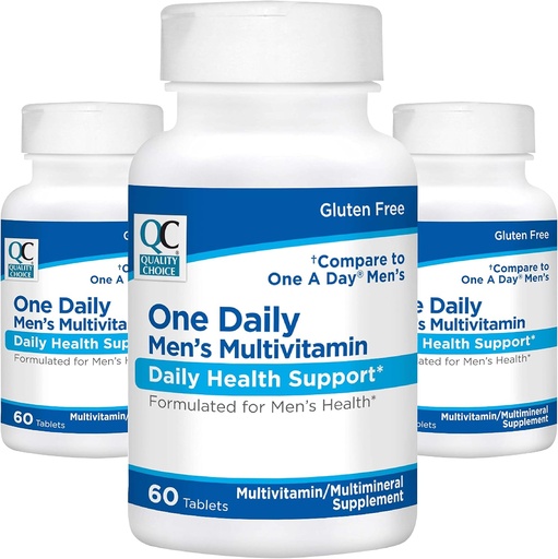 [BRSRMGT6OABRGG3X] Quality Choice Mens En daglig Multivitamin med vitaminer A C D E B (1, 2, & 6) og Mineral kosttilskudd i 60 Count Bottles (3 pakke)