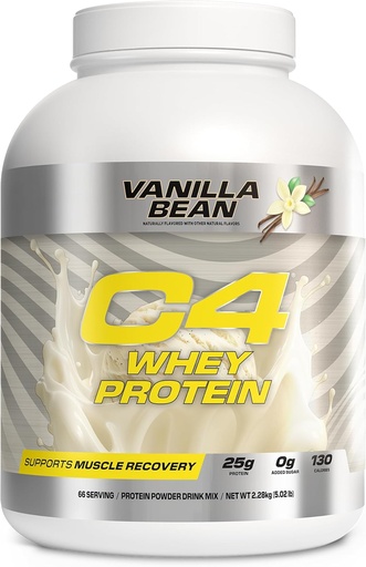 [BRSRAGALAF4AYHI7] Tế bào C4 Whey Protein Powder, Vanilla Bean - 25g Protein, 0g Added Sugar, 130 Calies Per Service, Hỗ trợ phục vụ cơ bắp, 66 phục vụ, Phục vụ Comment