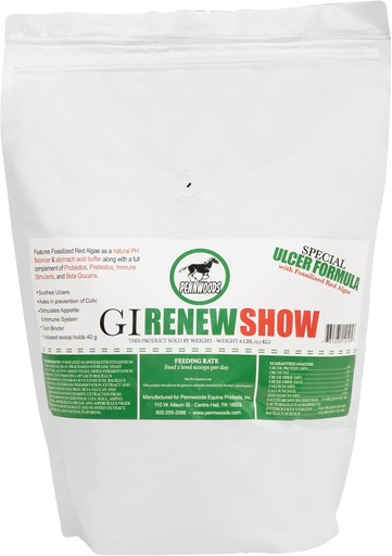 [BRSWYAQLOR6GMETG] Pennwoods GI Renew Show, Probiotics for Equine, Immune and Appetite Stimulation, Prebiotics, Digestive Enzymes | Horse Supplement Providing Ulcer Relief and Treatment, Organic Toxin Binder, 6 LB Bag