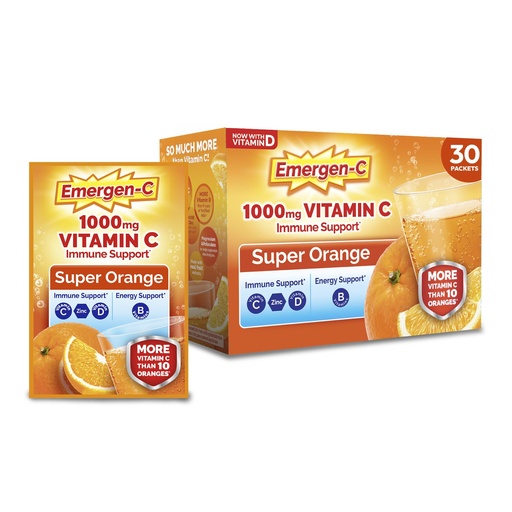 [BRSWIYTYOUNRQYDK] Emergen-C Vitamin C 1000mg Immune Support Powder, Orange, 30 Packets