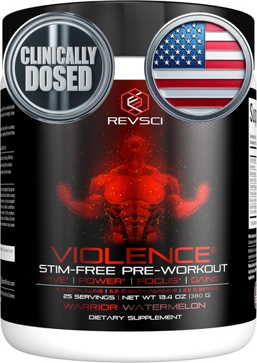 [BRSROEI2CQHREA3F] VIOLENCE Stim Free Pre Workout Powder by REVSCI, Precision Dosed Non Stim Preworkout Pump Pre Workout Caffeine Free Pre Workout Powder, Pump Supplement &amp; Stimulant Free Nitric, Watermelon, 25 Servings