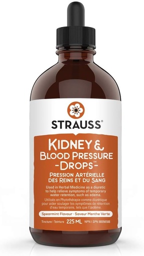 [BRSWYZQOAB5WY23P] Strauss Kidney & Blood Pressure Drops - Regulates Blood Pressure & Relieves Water Retention | Thickened & Calcified Arteries - 1 Bottle