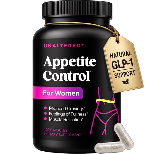 [BRSRMYICCIFA2H3P] UNALTERED Appetite Control for Women - Support Cravings, Fullness, & Weight Management - Dietary Supplement with Chromium Picolinate & Glucomannan - 120 Vegan Capsules
