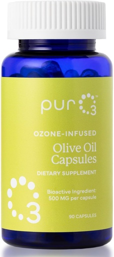 [BRSROZI2BB6BU2A6] PurO3 Extra Virgin Olive Oil Capsules - High Potency Pure Ozonated Oils for Immune Support & Wellness Benefits - Organic Oxygen Infused Supplement - 90 Veggie Softgels