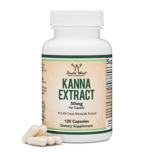 [BRSRAGA3BADQMHTU] Kanna Extract Supplement (Sceletium Tortuosum) - 50mg Per Capsules, 120 Count - for Relaxation and Peace of Mind (Min .4% Total Alkaloids) Non-GMO, Gluten Free, Vegan Safe by Double Wood