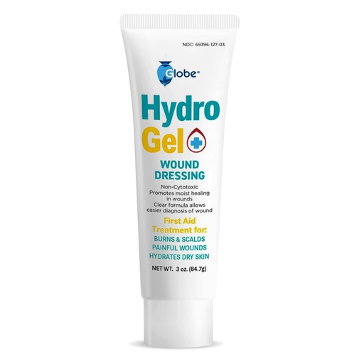 [BRSROFAHCJYGGHI2] Globe Hydrogel Wound Dressing, Aloe Vera Gel, 1 Pack, 3 oz Tubes | Vitamin E Formula, Moisture Retaining Gel, Minor Skin Irritation Care, Cooling Feel, First Aid Kit Supply, Easy Application