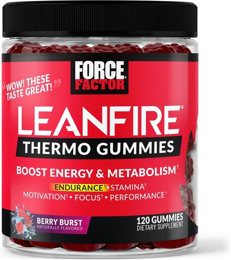 [BRSW2EIYBMGQOAYV] Force Factor LeanFire Thermum Gummies with B12 Vitamine, Caffeine, & Green Coffee Bean, Boost Energy, Metabolism, Endurance, Staminamina, Motivation, Focus, & Performance, Pre Workout Gummies, 120 Gummies