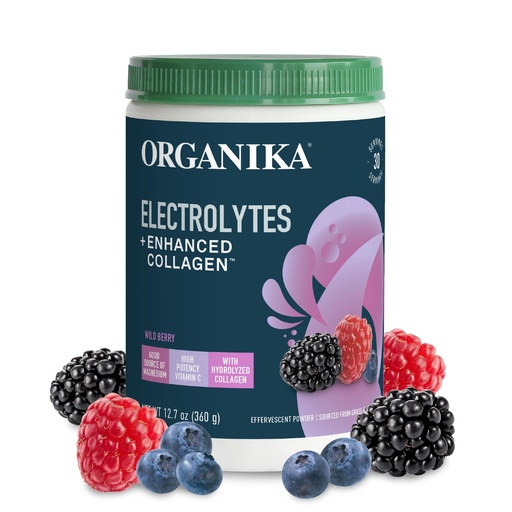 [BRSW2AIOPJ5QK3TL] Organikа Electrolytes with Enhanced Collagen Powder for Women & Men - 13 oz - Wild Berry-Flavored Effervescent Electrolyte & Collagen Drink Mix - Deep Hydration, Mobility, Skin, Hair, & Nails
