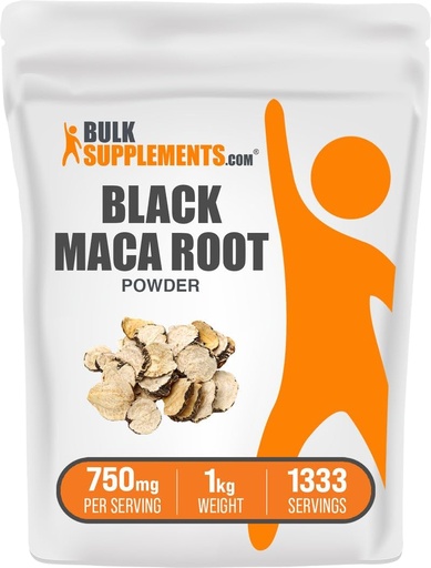 [BRSROZQ6AAMAKFLO] BulkSupplements.com Black Maca Powder - Black Maca Root Supplement, Herbal Supplement for Men & Women - Vegan, Gluten Free, 750mg zerbitzatu bakoitzeko, 1 kg (2,2 lbs) (1eko paketea)