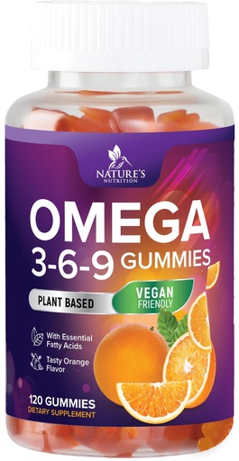 [BRSWYHTRA4DWECTZ] Omega 3 6 9 Gummies - Vegan Omega 3 Supplement Gummy - Essential Fatty Acids Oil 369 Complex Heart Support & Brain Support for Women, Men & Pregnancy, Fish Free Non-GMO, Orange Flavored - 120 Gummies