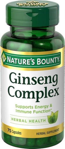 [BRSWIYLQOEARA3TU] Ginseng by Nature's Bounty, Ginseng Complex Capsules Supports Vitality & Immune Function, 75 Capsules