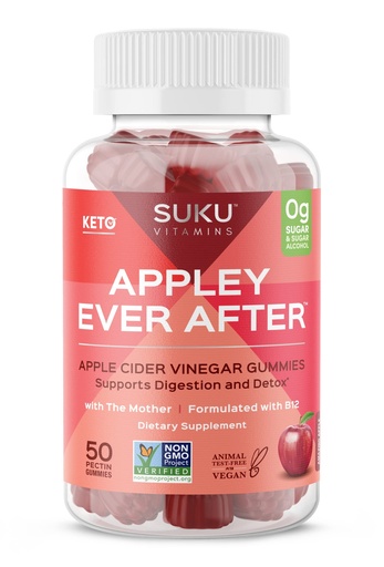[BRSWYBQ7OUFQG2A7] SUKU Appley Ever After Gummies – Apple Cider Vinegar with Methylated B12 & Folate – Sugar-Free, Gluten-Free, Vegan Detox & Energy Support – Amazing Apple Flavor – 50 Count