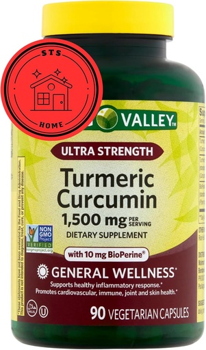 [BRSRMGI2DJ6BMCTK] Spring Valley Turmeric Supplement | Turmeric Curcumin Supplement, Ultra Strength 1,500 mg, 90 Count + STS Style.